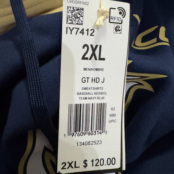 adidas Georgia Tech Yellow Jackets Team Issue Baseball Hoodie IY7412 Men NEW - Picture 10 of 11